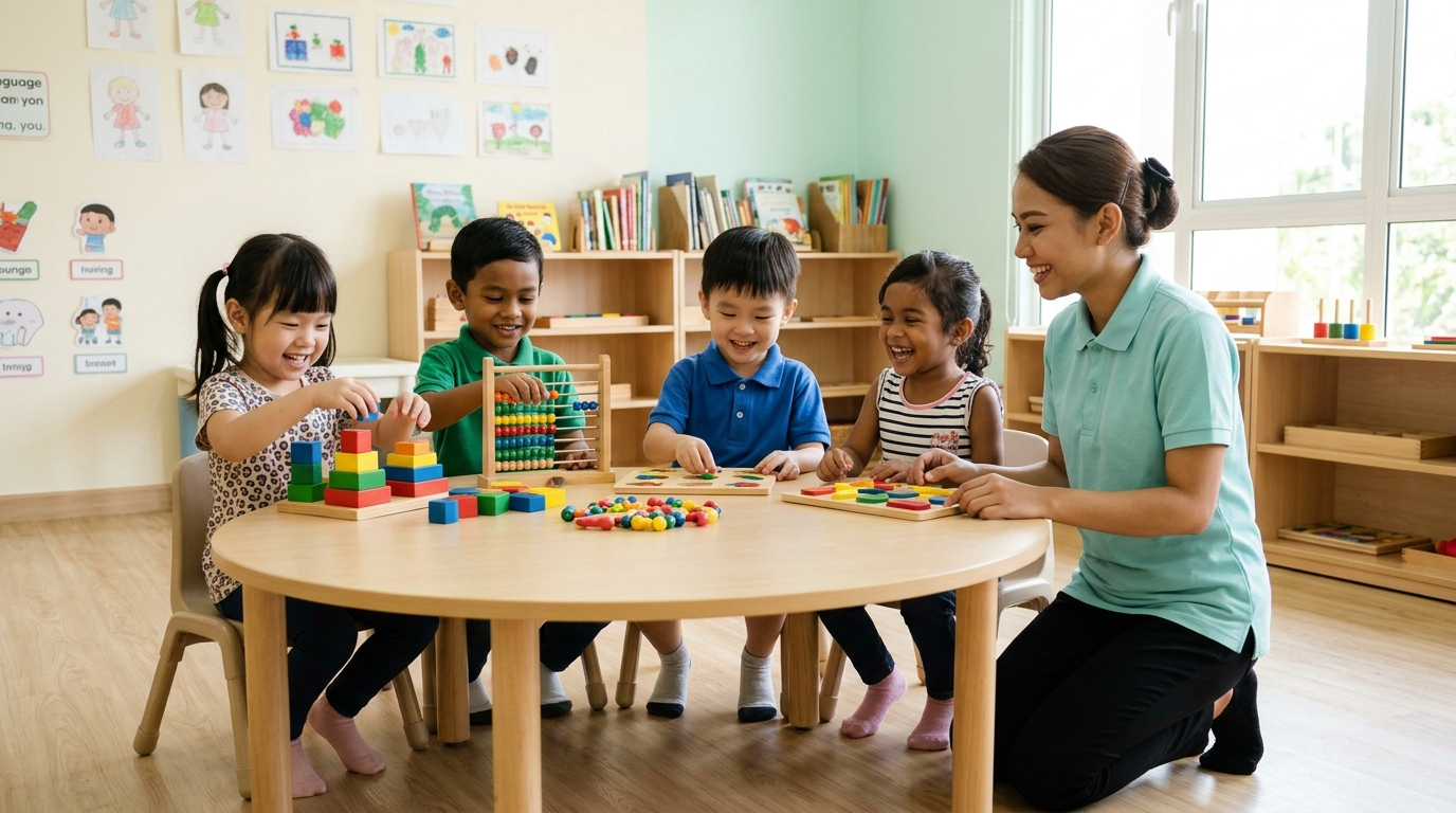 Children engaged in playful learning at Tadika Impianku